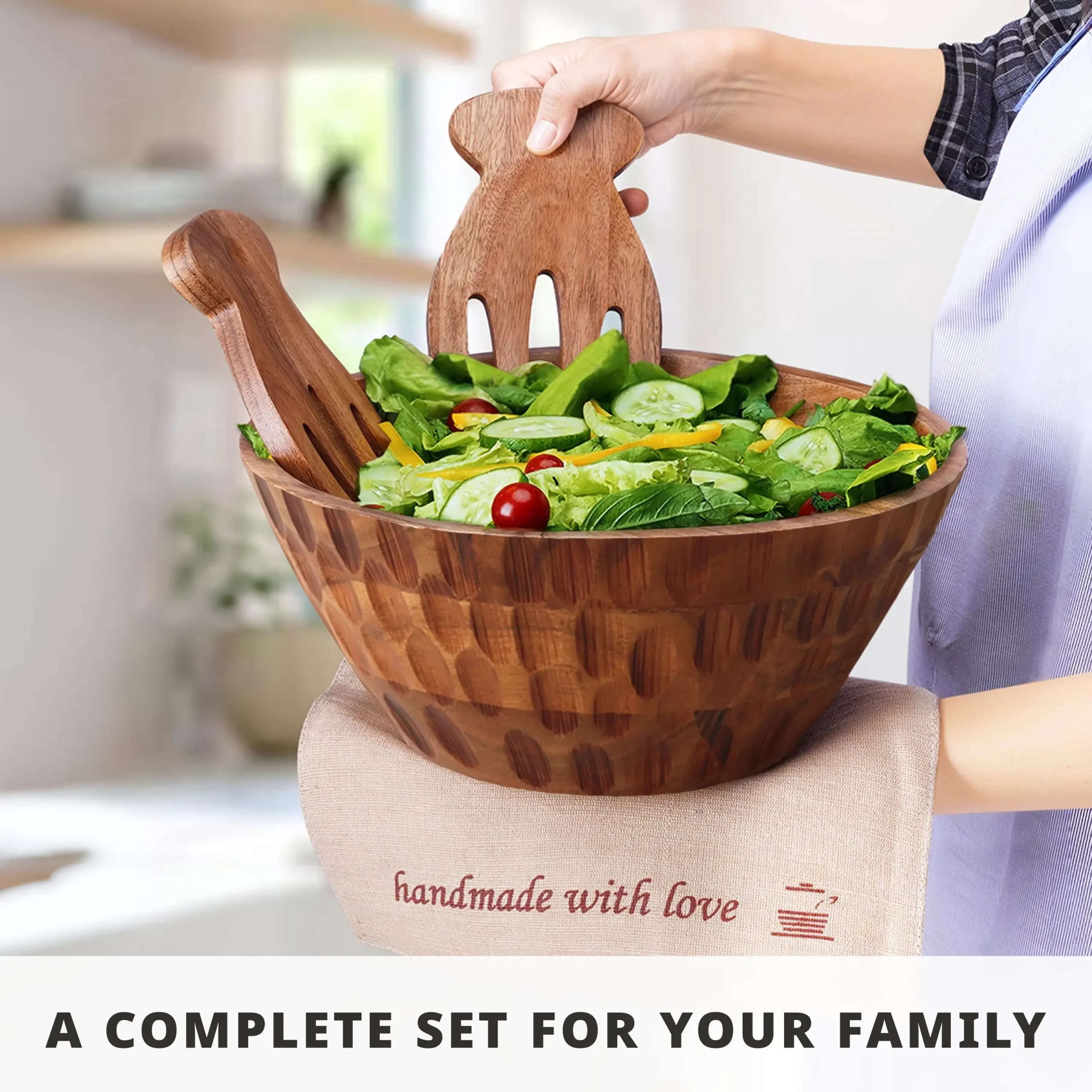 Wooden Salad Bowl Set - Image 9