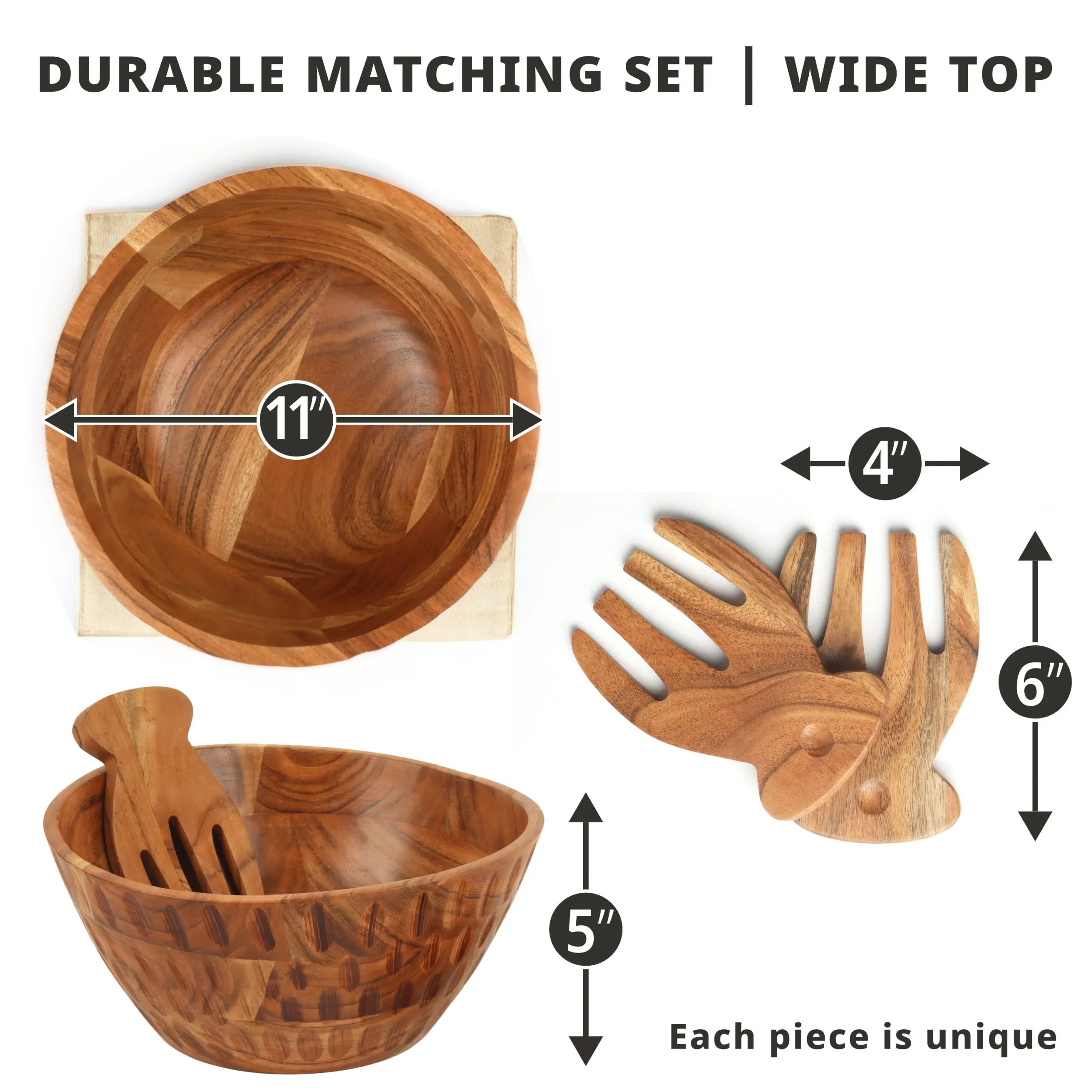 Wooden Salad Bowl Set - Image 3