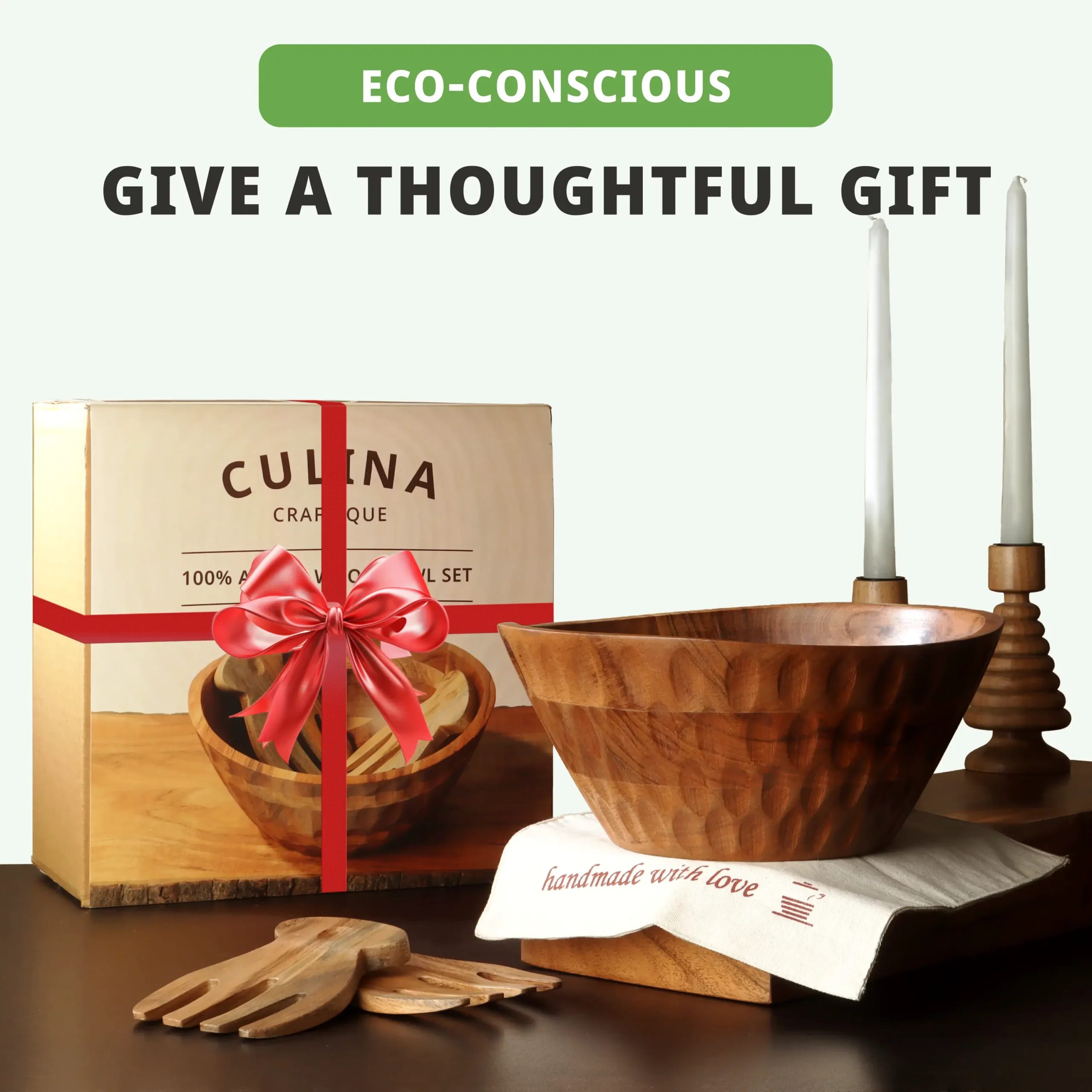 Wooden Salad Bowl Set - Image 6