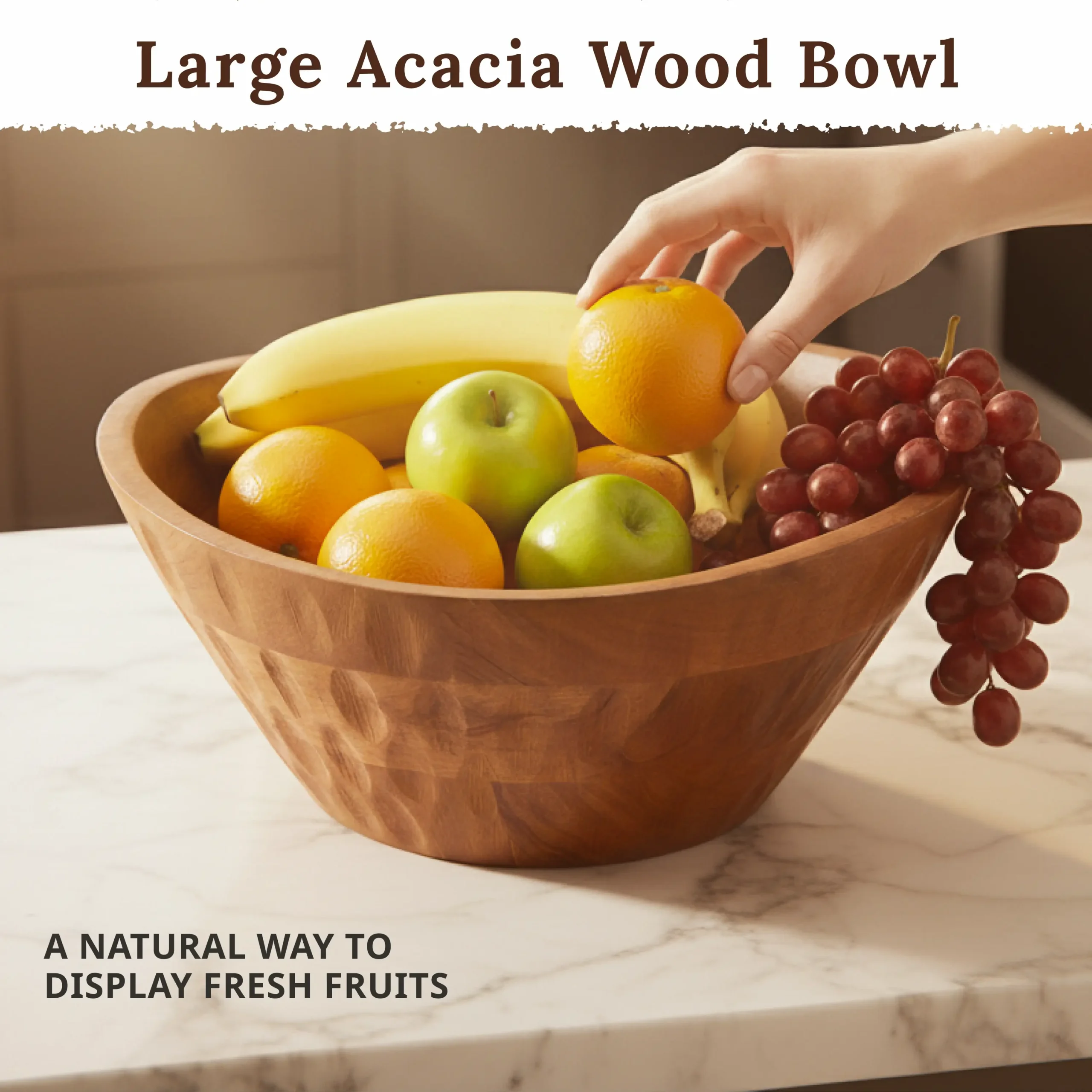 Wooden Fruit Bowl - Image 2